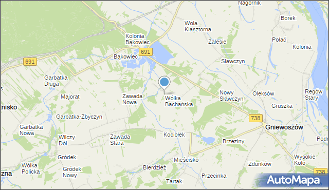 mapa Wólka Bachańska, Wólka Bachańska na mapie Targeo